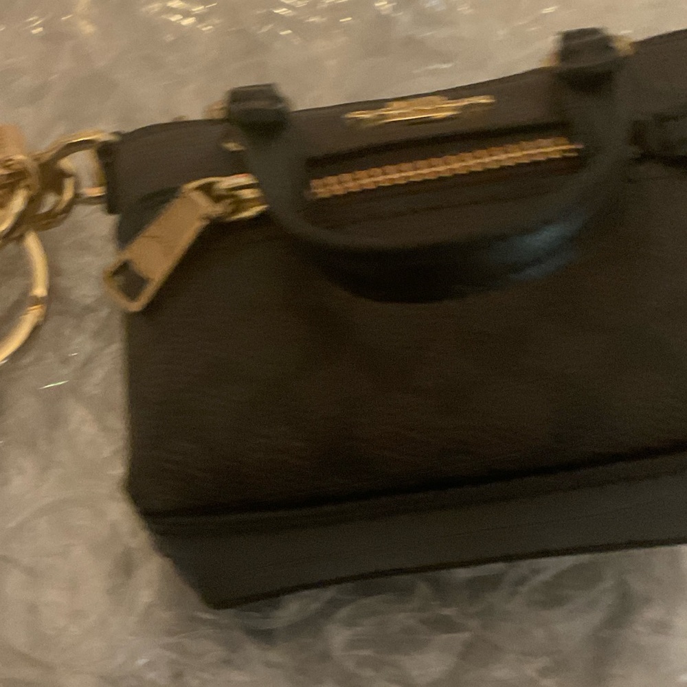 Coach Black and Brown Mini Bag with Gold Accents Bag charm NWTS - Picture 10 of 11